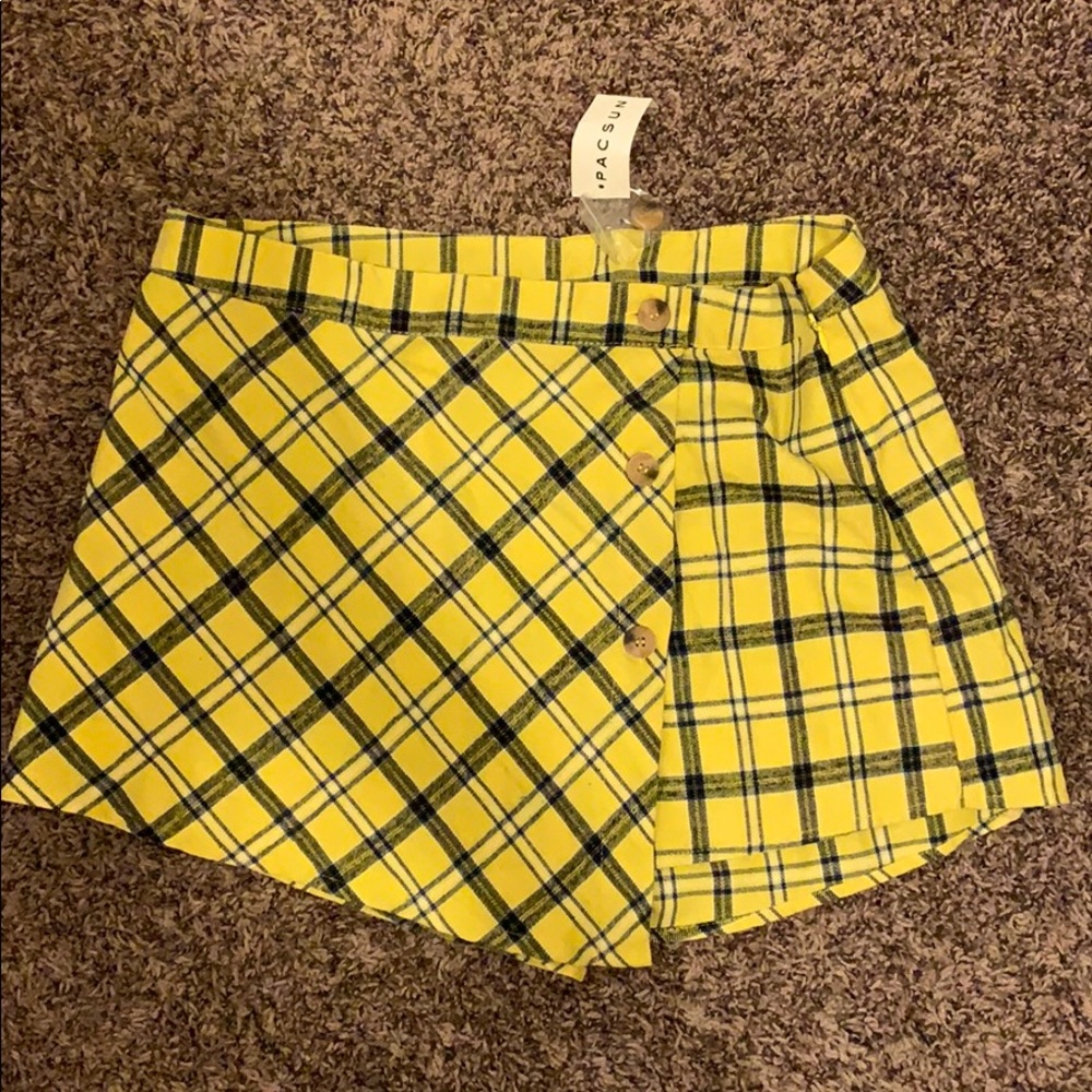 Yellow checkered skort